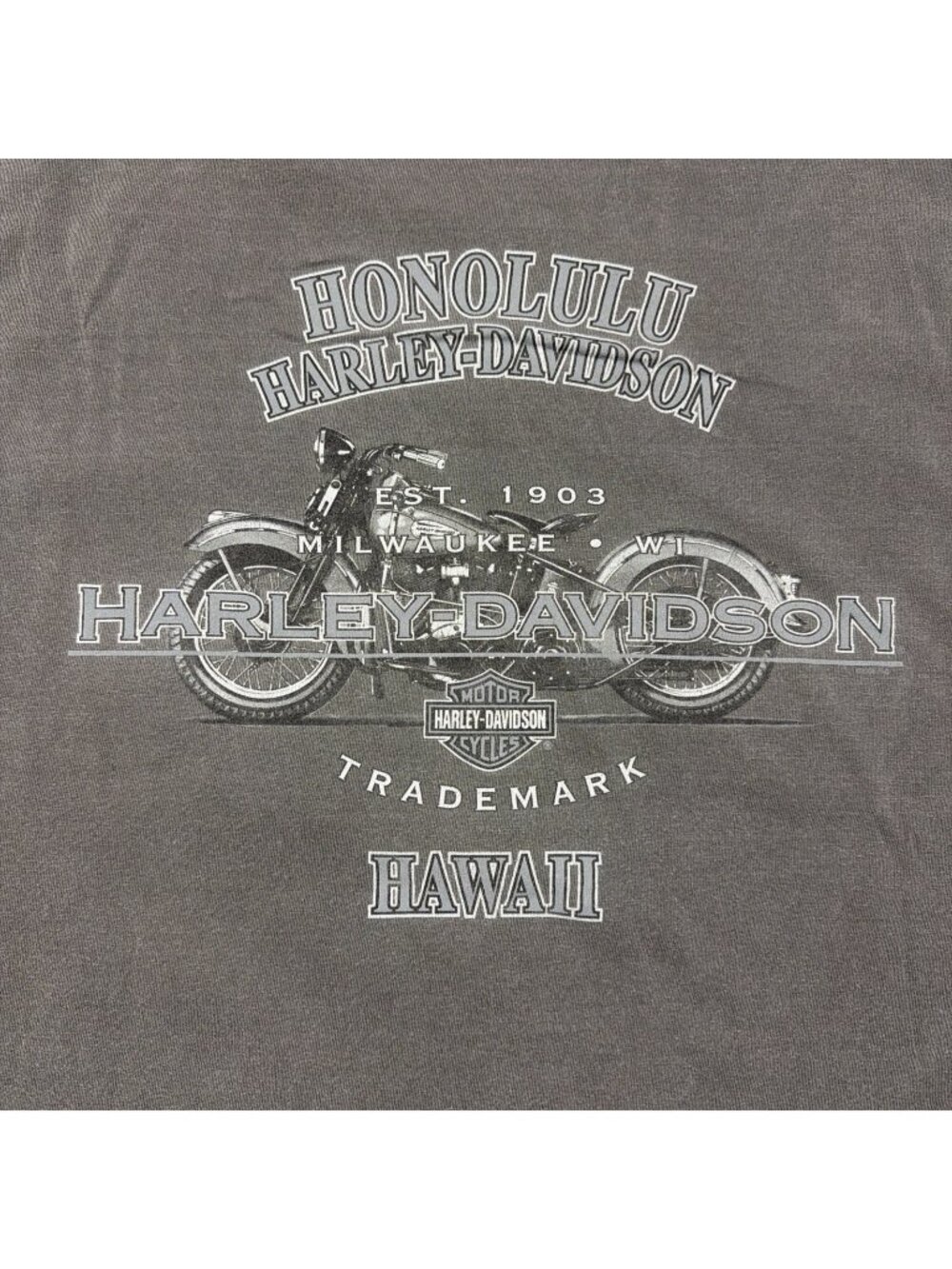 VTG Y2K Honolulu Harley Davidson Hawaii Pocket Distressed Worn Gray T-shirt 2XL